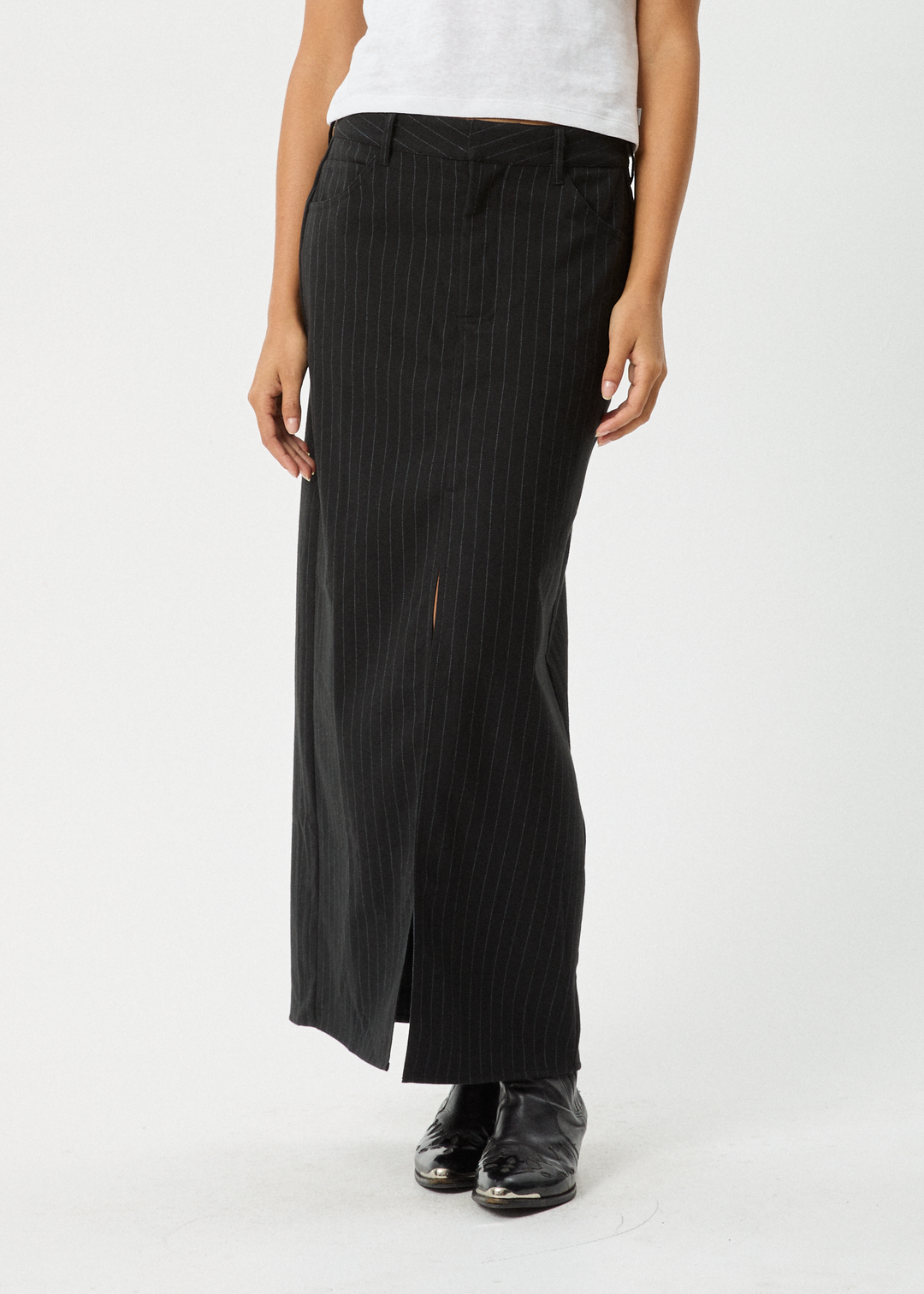 AFENDS Womens Business - Split Maxi Skirt - Black 