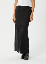 Afends Womens Business - Split Maxi Skirt - Black - Afends womens business   split maxi skirt   black