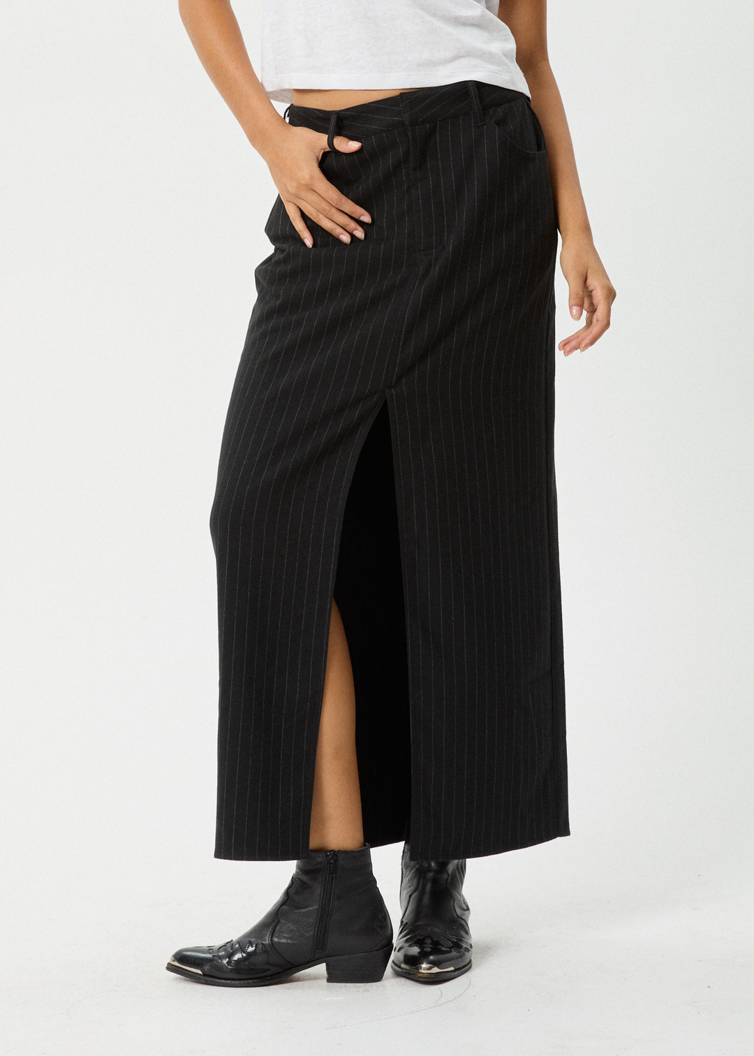 AFENDS Womens Business - Split Maxi Skirt - Black 