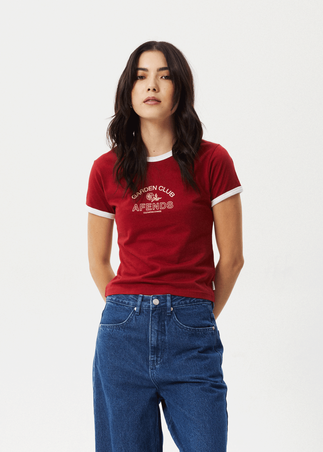 AFENDS Womens Cultivate - Ringer Tee - Ketchup 