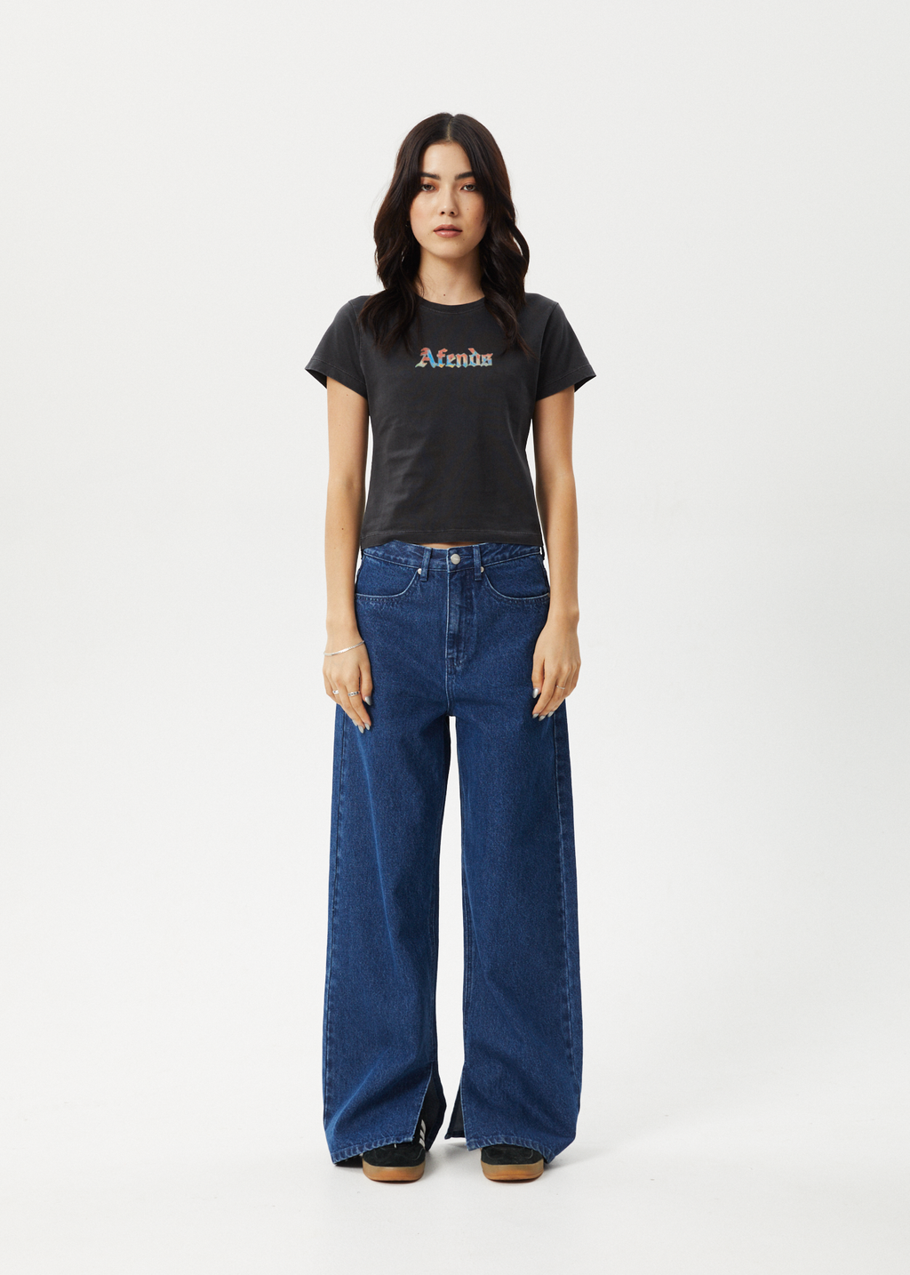 AFENDS Womens Nirvana - Baby Tee - Stone Black