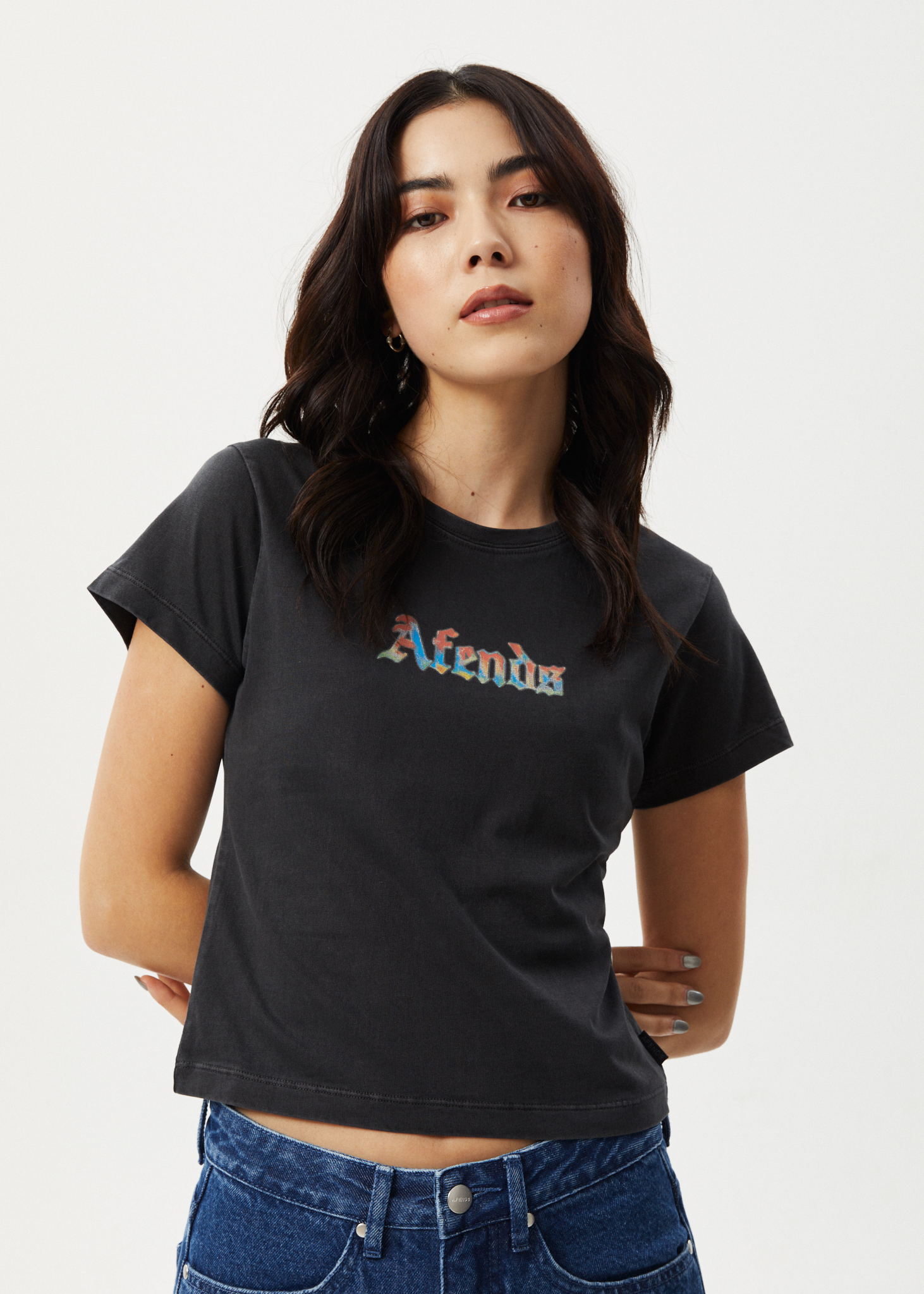AFENDS Womens Nirvana - Baby Tee - Stone Black AFENDS Womens Nirvana - Baby Tee - Stone Black