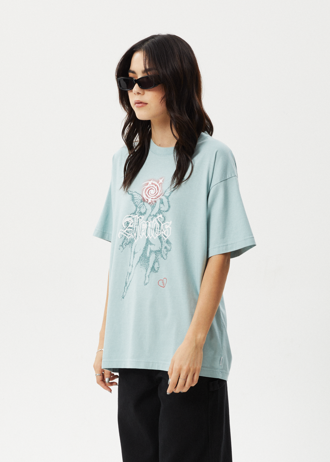 AFENDS Womens Sacred - Oversized Tee - Ether Blue 