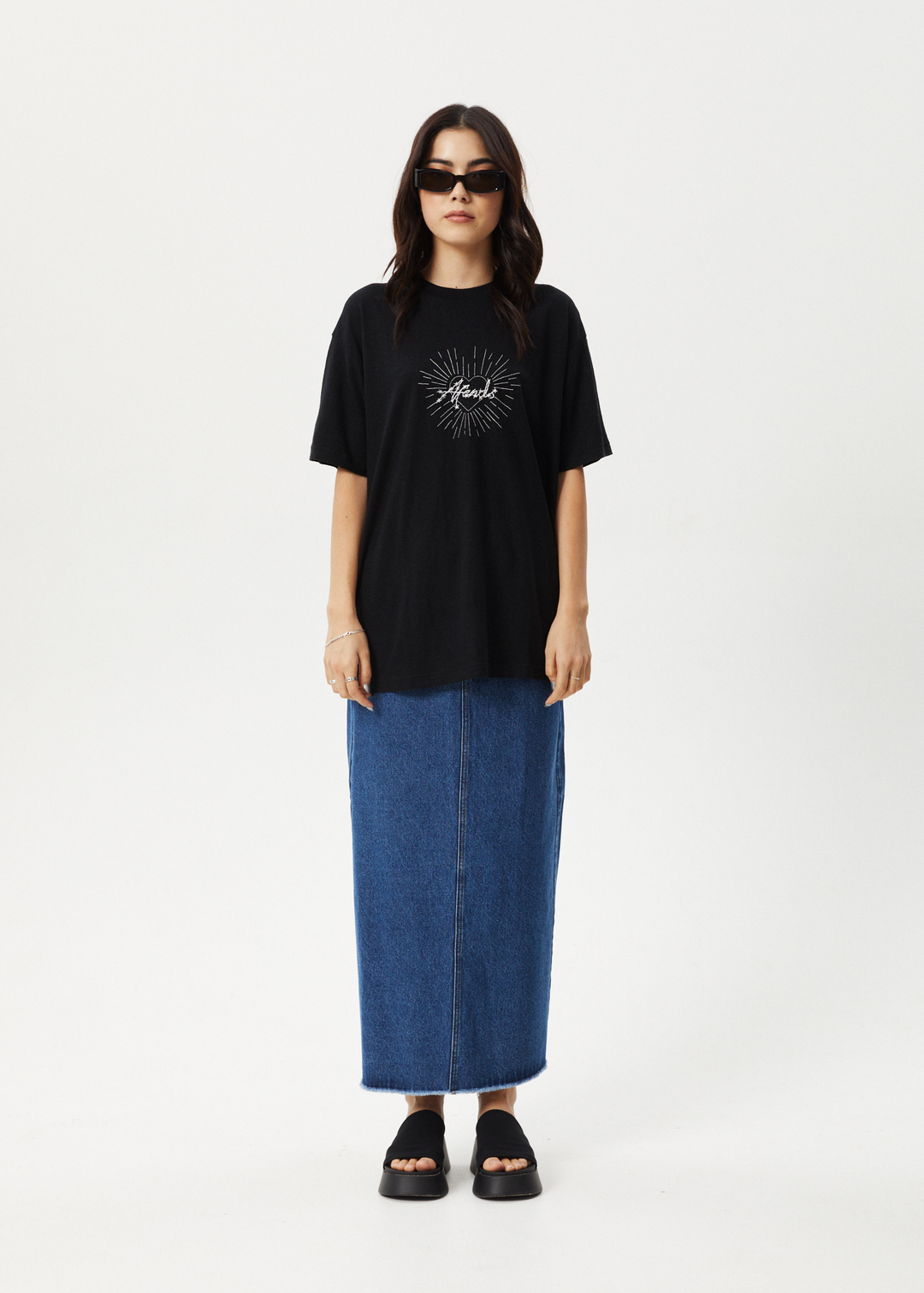 AFENDS Womens Pulse - Oversized Tee - Black 