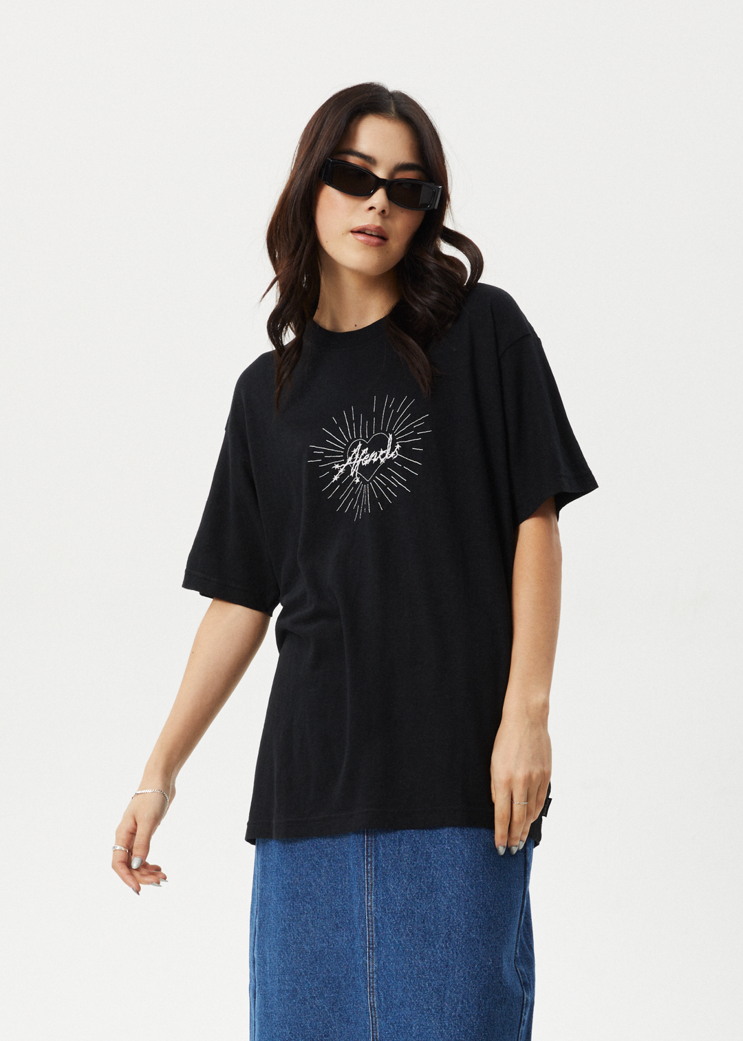 AFENDS Womens Pulse - Oversized Tee - Black 