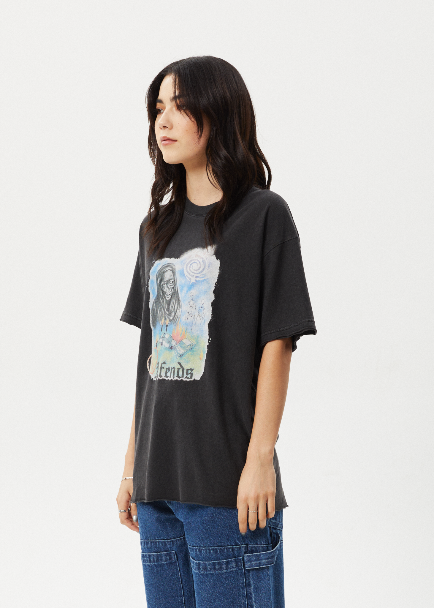 AFENDS Womens Nirvana - Oversized Tee - Stone Black
