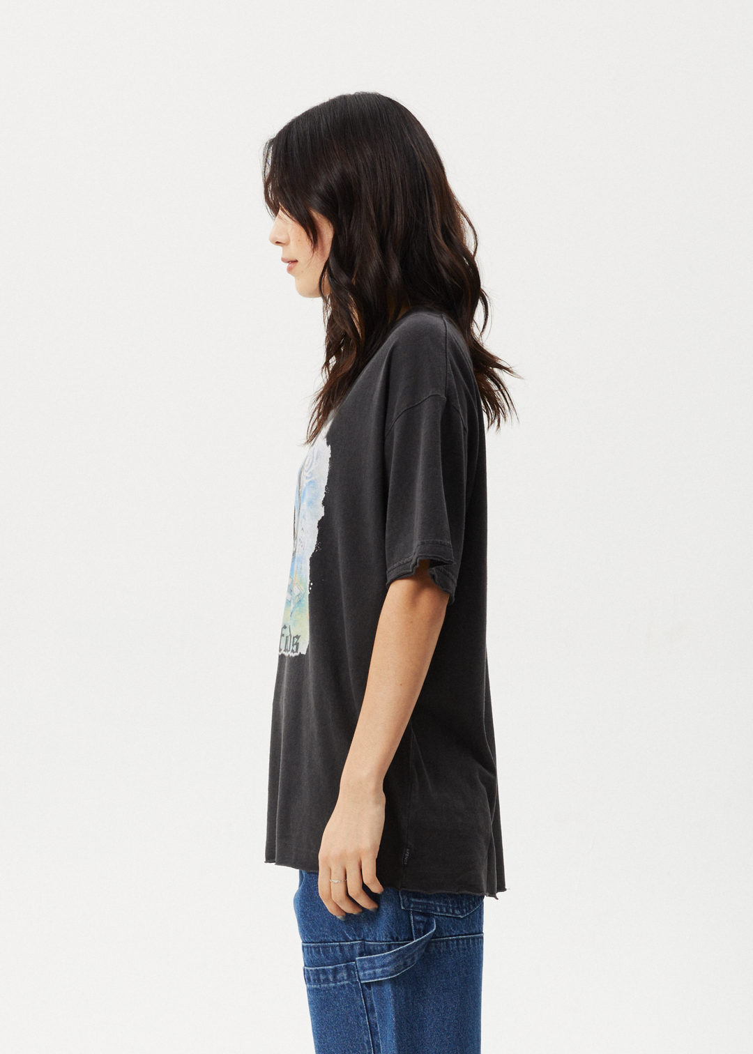 AFENDS Womens Nirvana - Oversized Tee - Stone Black 