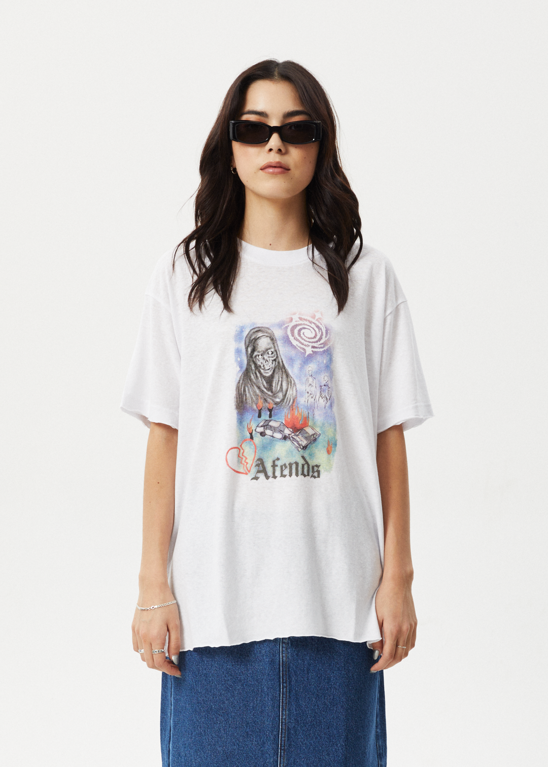 AFENDS Womens Nirvana - Oversized Tee - White 