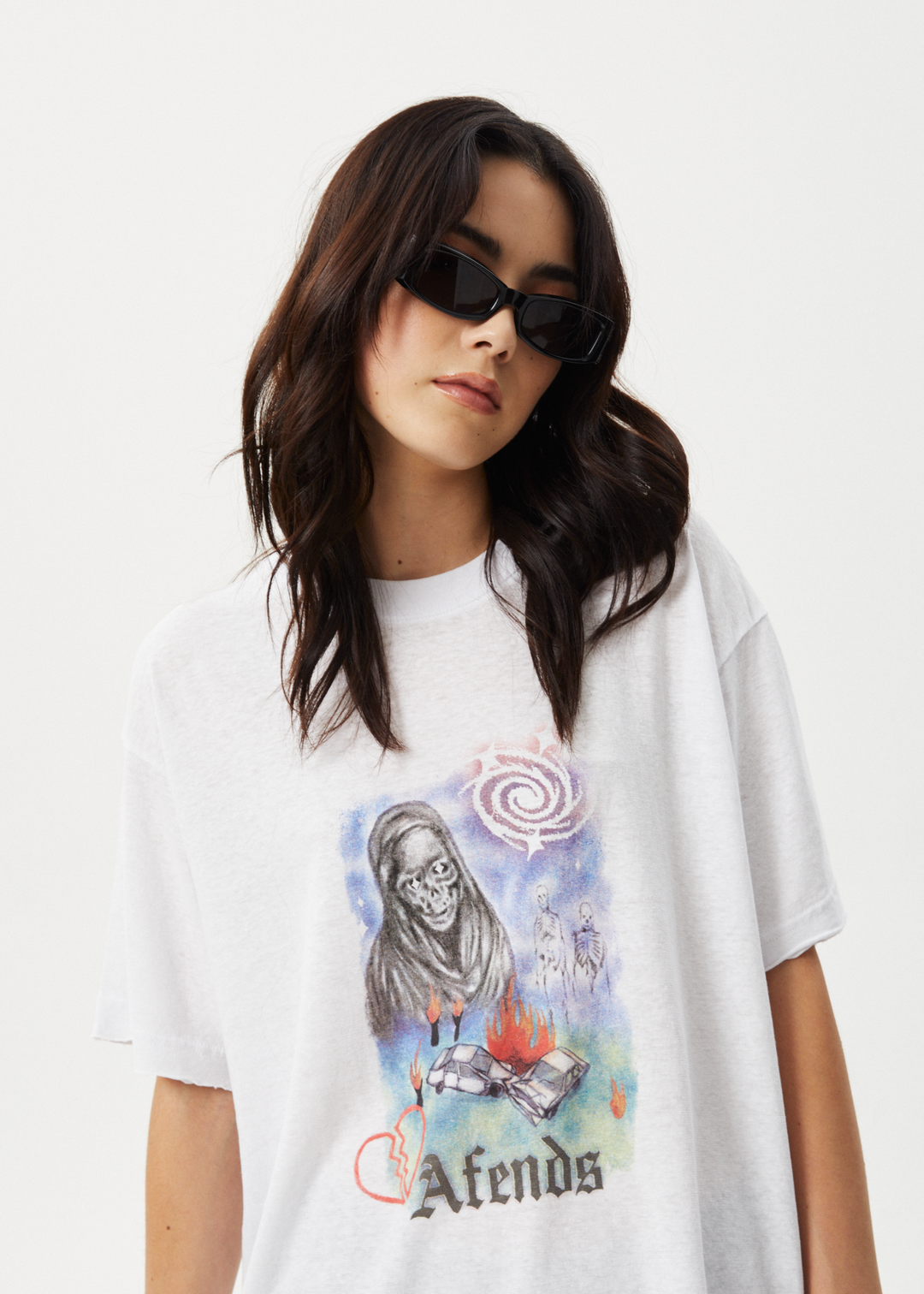 AFENDS Womens Nirvana - Oversized Tee - White 