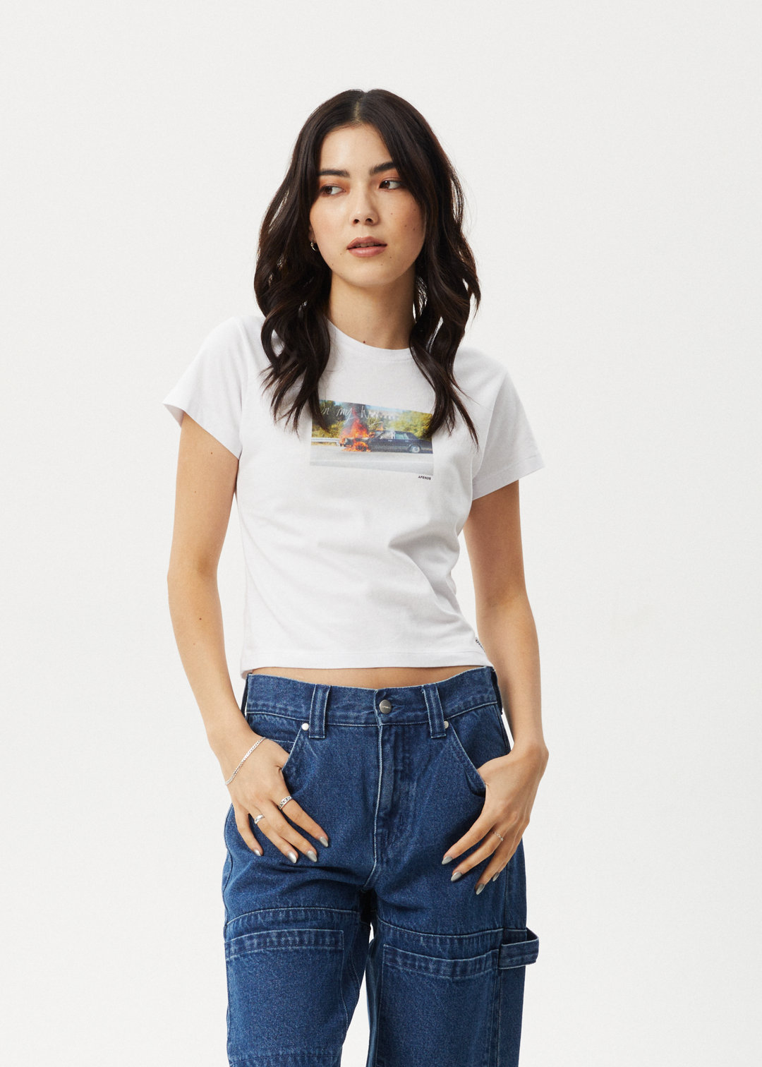 AFENDS Womens Omw - Baby Tee - White 