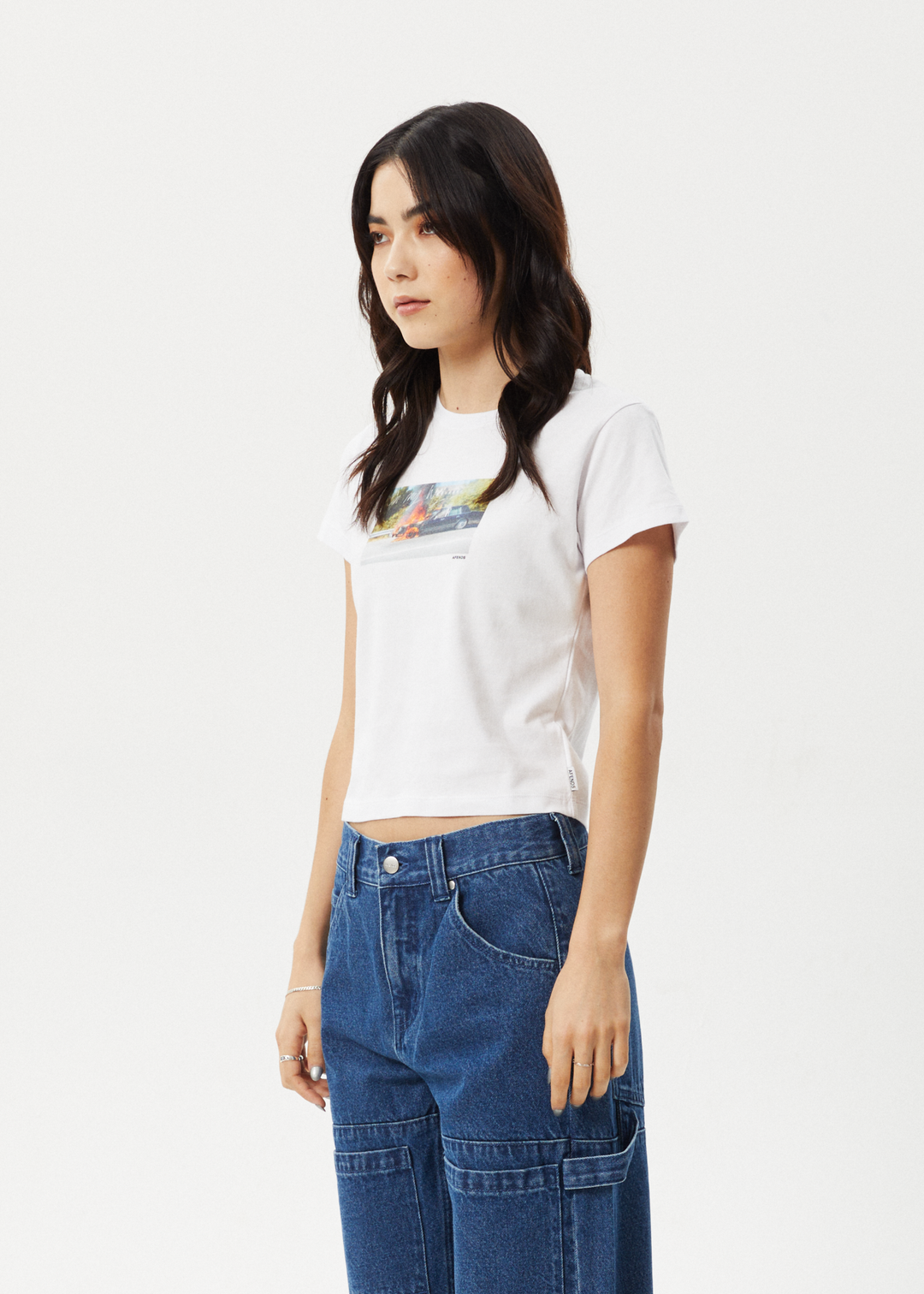 AFENDS Womens Omw - Baby Tee - White 