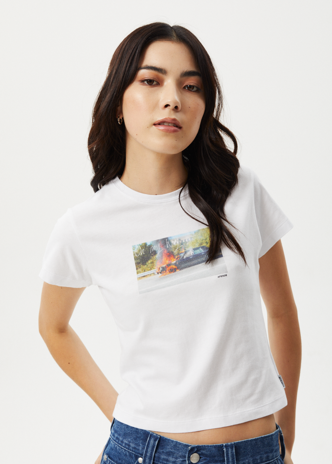 AFENDS Womens Omw - Baby Tee - White 