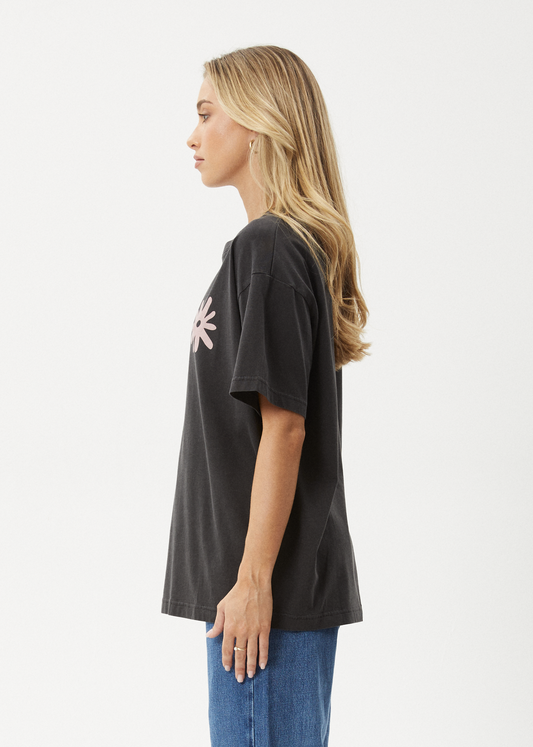 AFENDS Womens Adi - Oversized Tee - Stone Black 