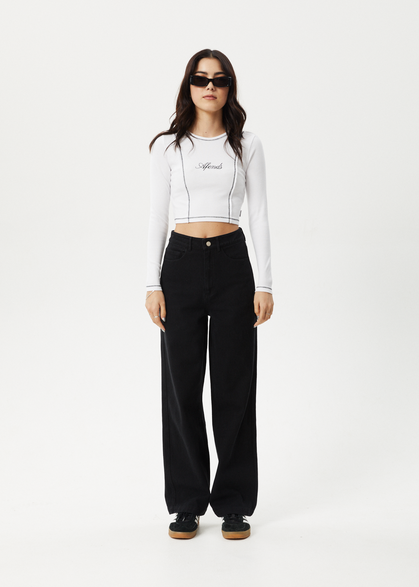 AFENDS Womens Notice - Long Sleeve Tee - White