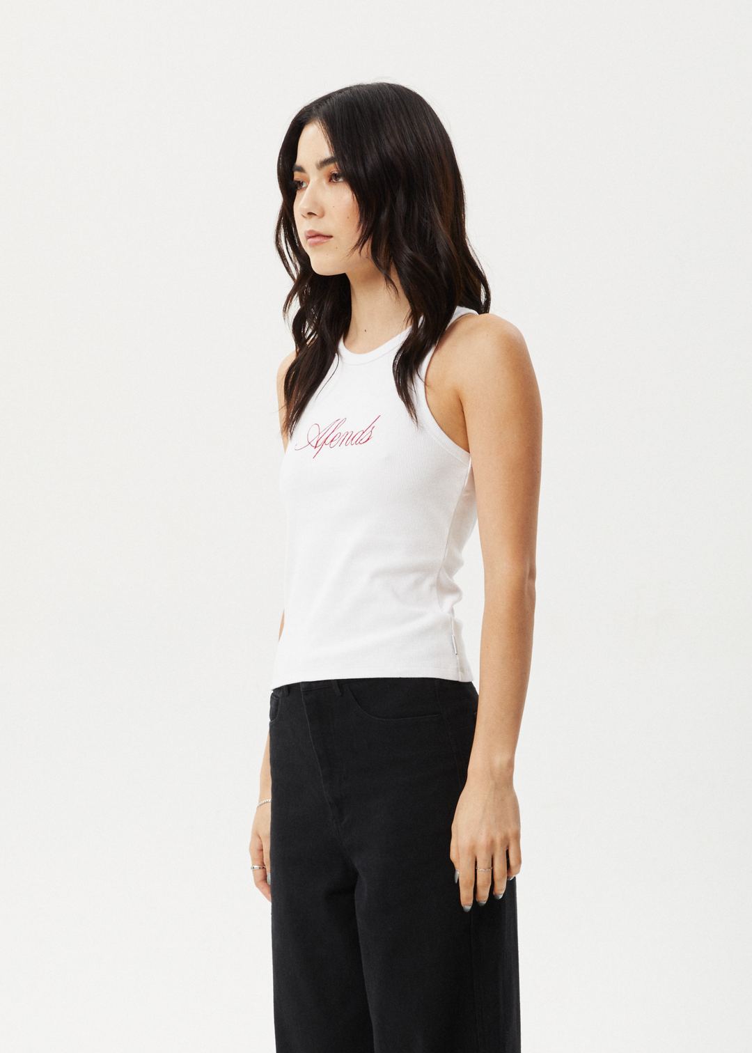 AFENDS Womens Notice - Ribbed Singlet - White