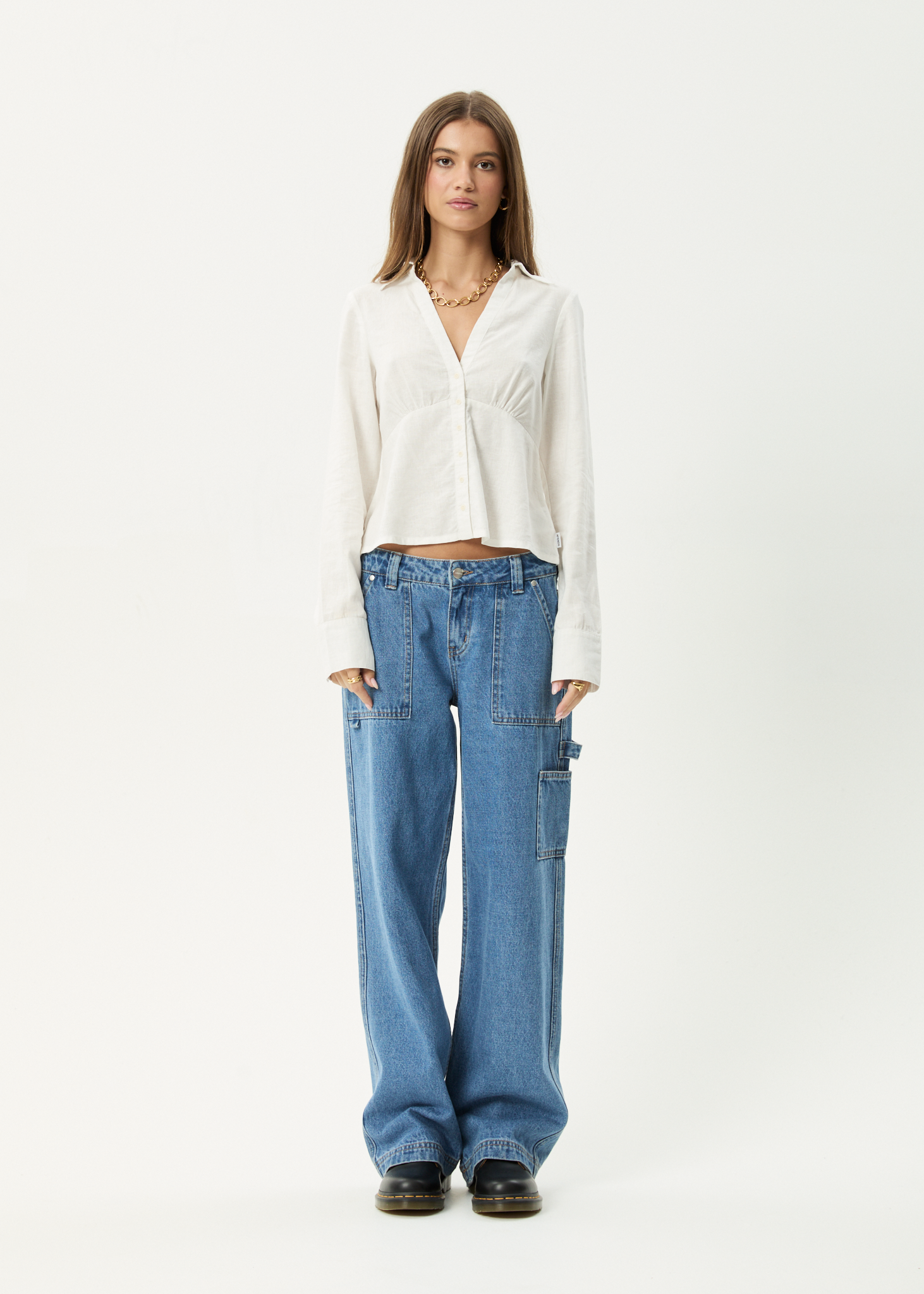 AFENDS Womens Archive - Long Sleeve Shirt - White