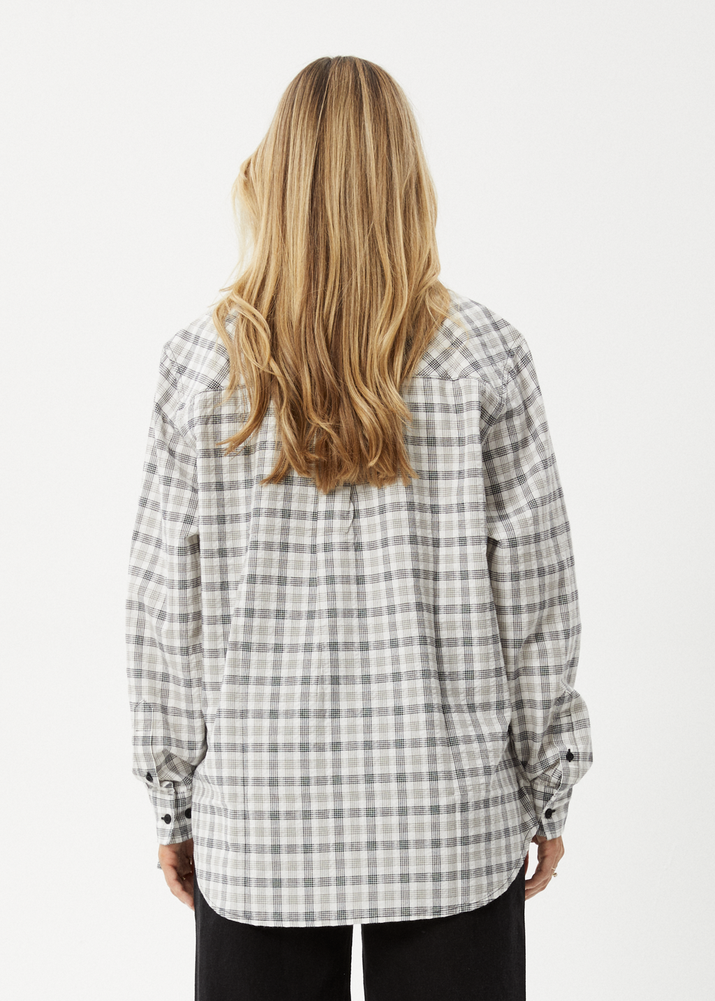 AFENDS Womens Leo - Seersucker Check Shirt - Black / White