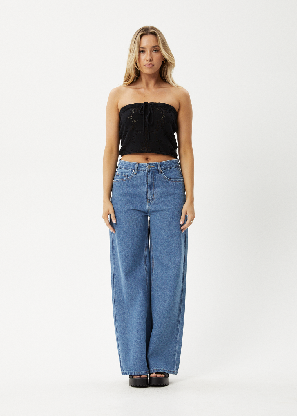 AFENDS Womens Riley - Knit Strapless Top - Black 