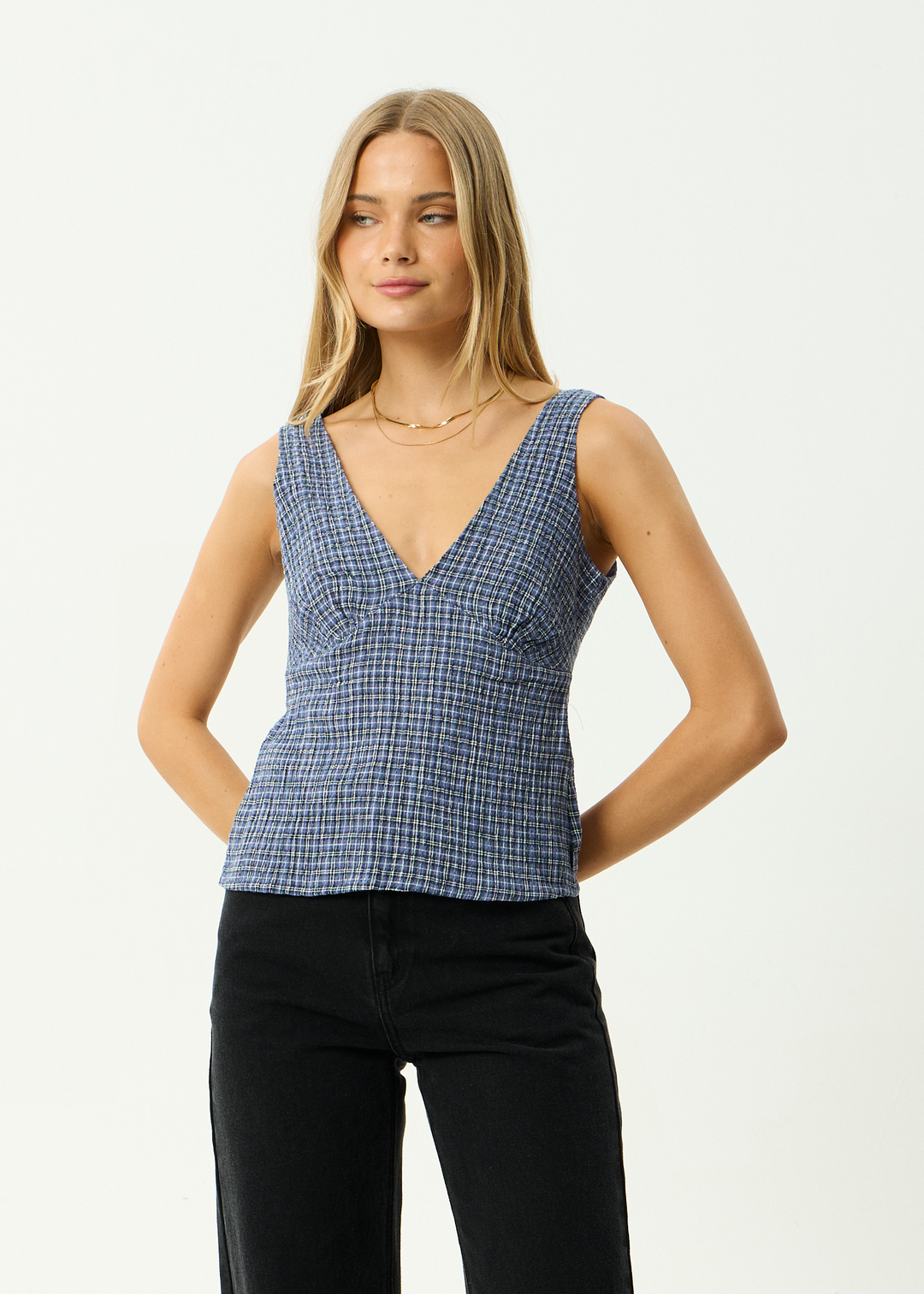 AFENDS Womens Giselle Shipwreck - Seersucker Top - Marlin