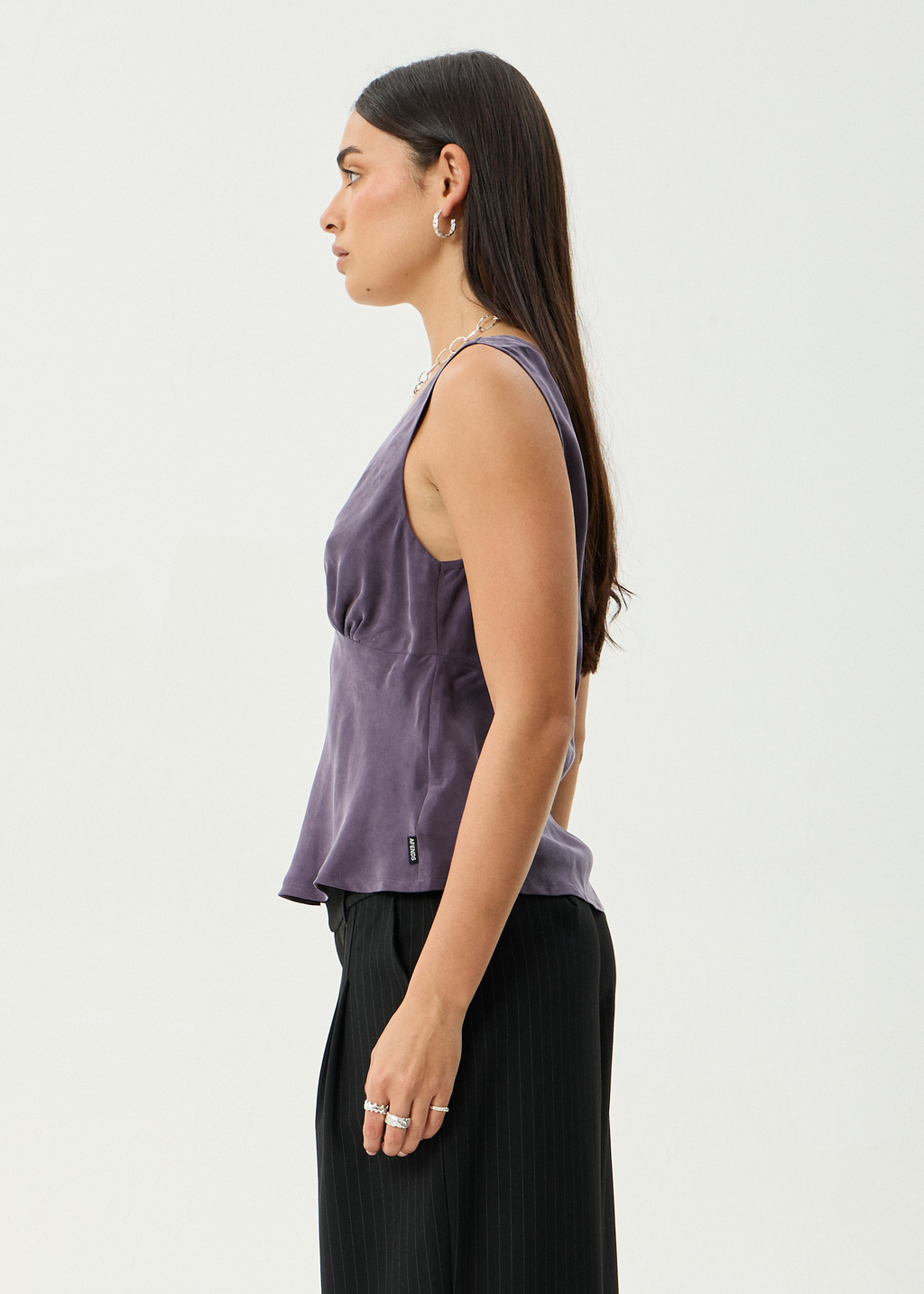 AFENDS Womens Giselle - Cupro Sleeveless Top - Aubergine