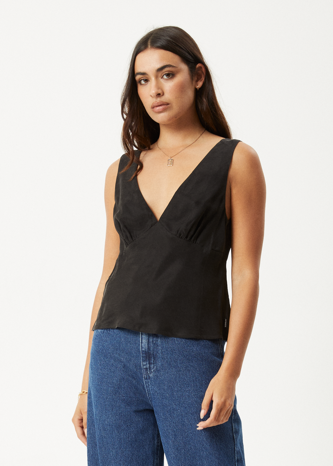 AFENDS Womens Giselle - Cupro Sleeveless Top - Black 