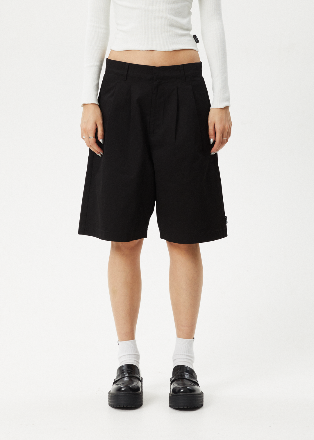 AFENDS Womens Brakes - Pleat Shorts - Black 