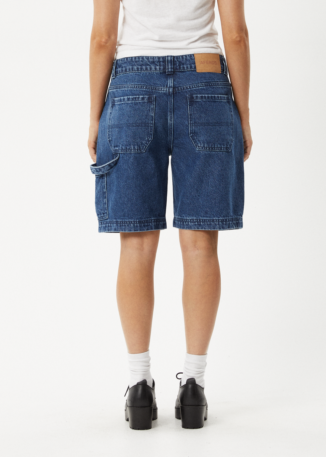 AFENDS Womens Mika - Denim Carpenter Short - Authentic Blue 