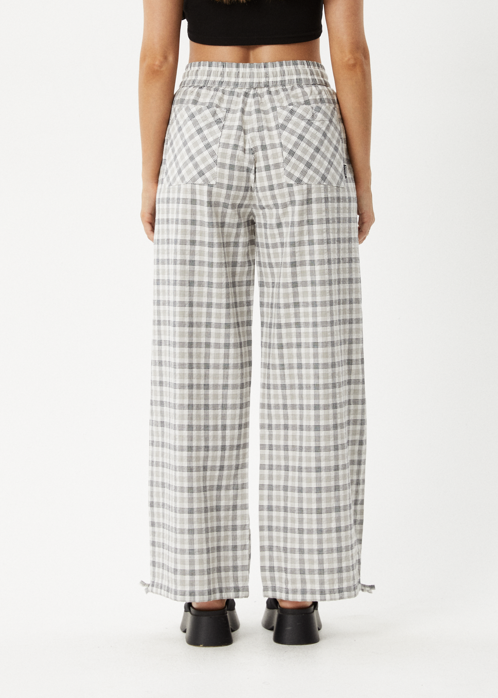 AFENDS Womens Leo - Seersucker Wide Leg Pant - Black / White