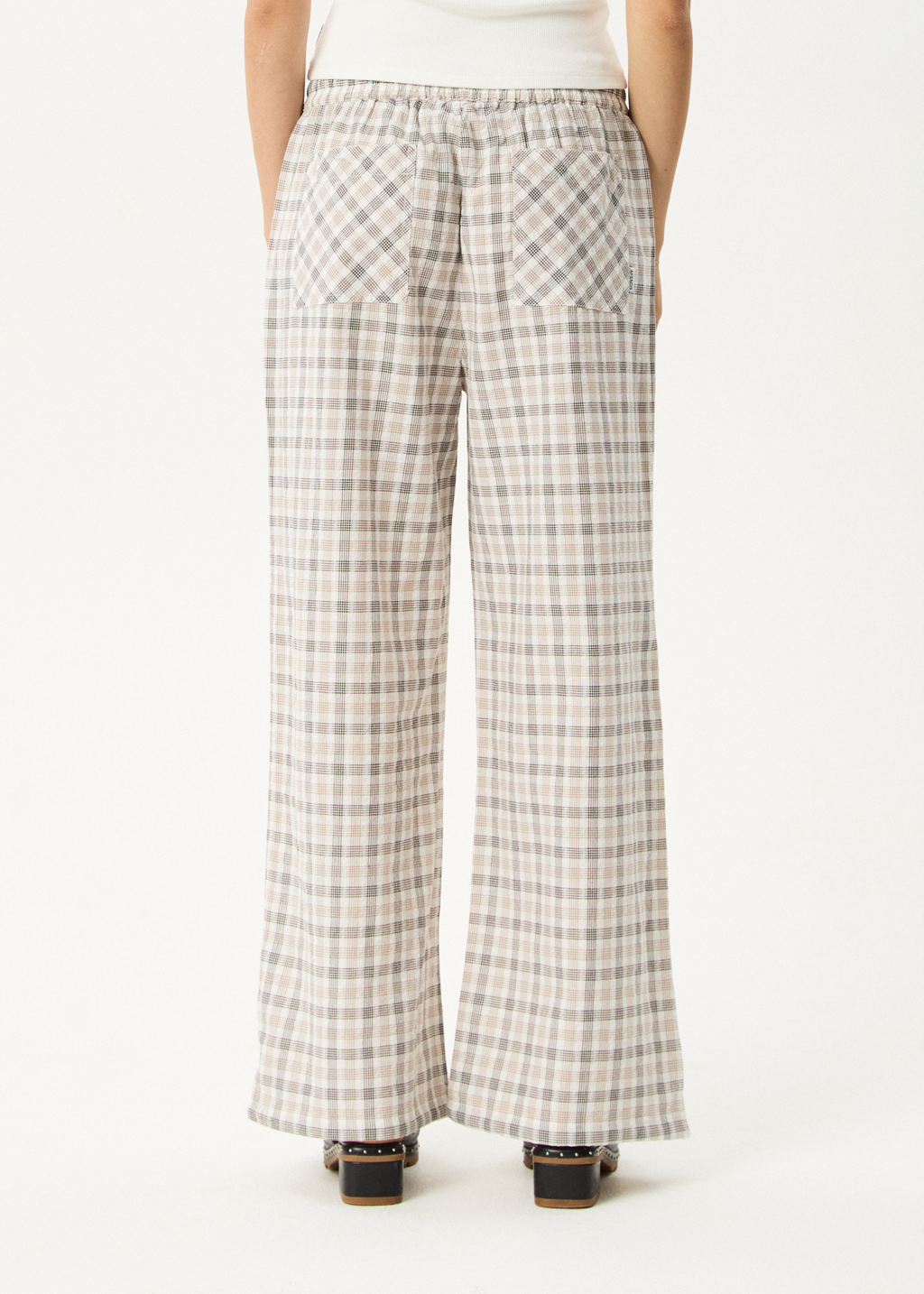 AFENDS Womens Leo - Seersucker Wide Leg Pant - Coffee / White