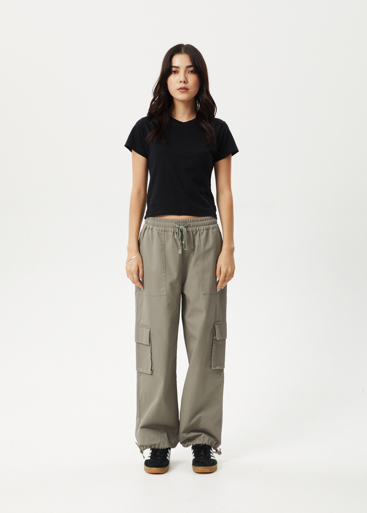 AFENDS Womens Tasman - Cargo Pant - Grey Olive