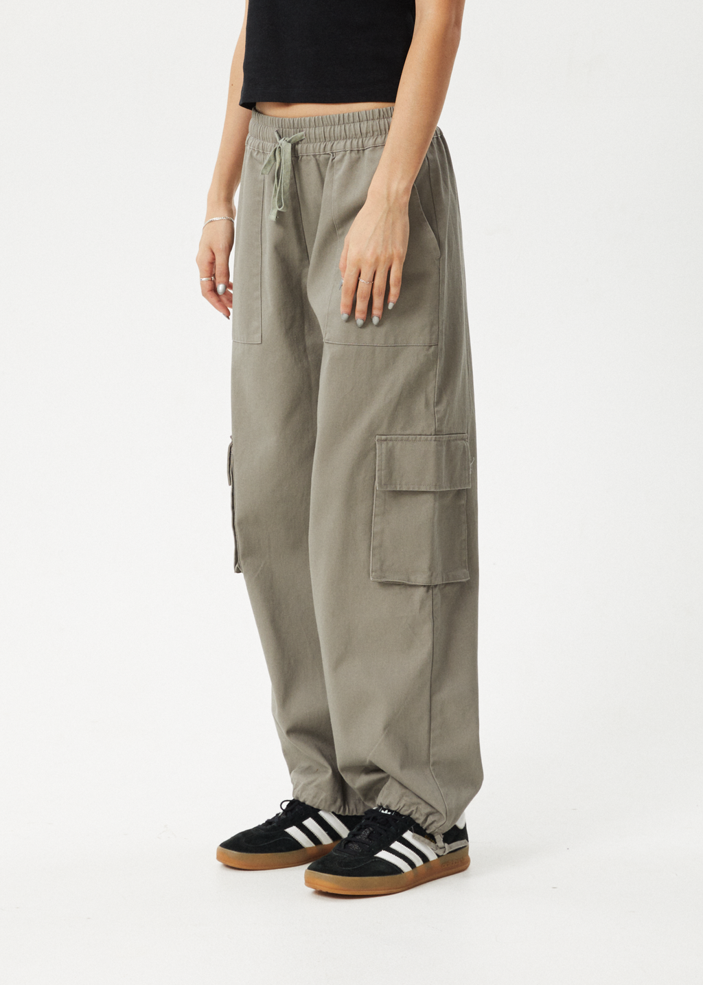 AFENDS Womens Tasman - Cargo Pant - Grey Olive