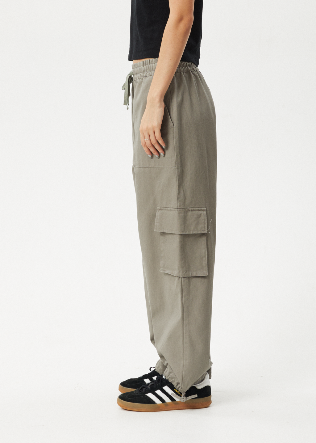 AFENDS Womens Tasman - Cargo Pant - Grey Olive