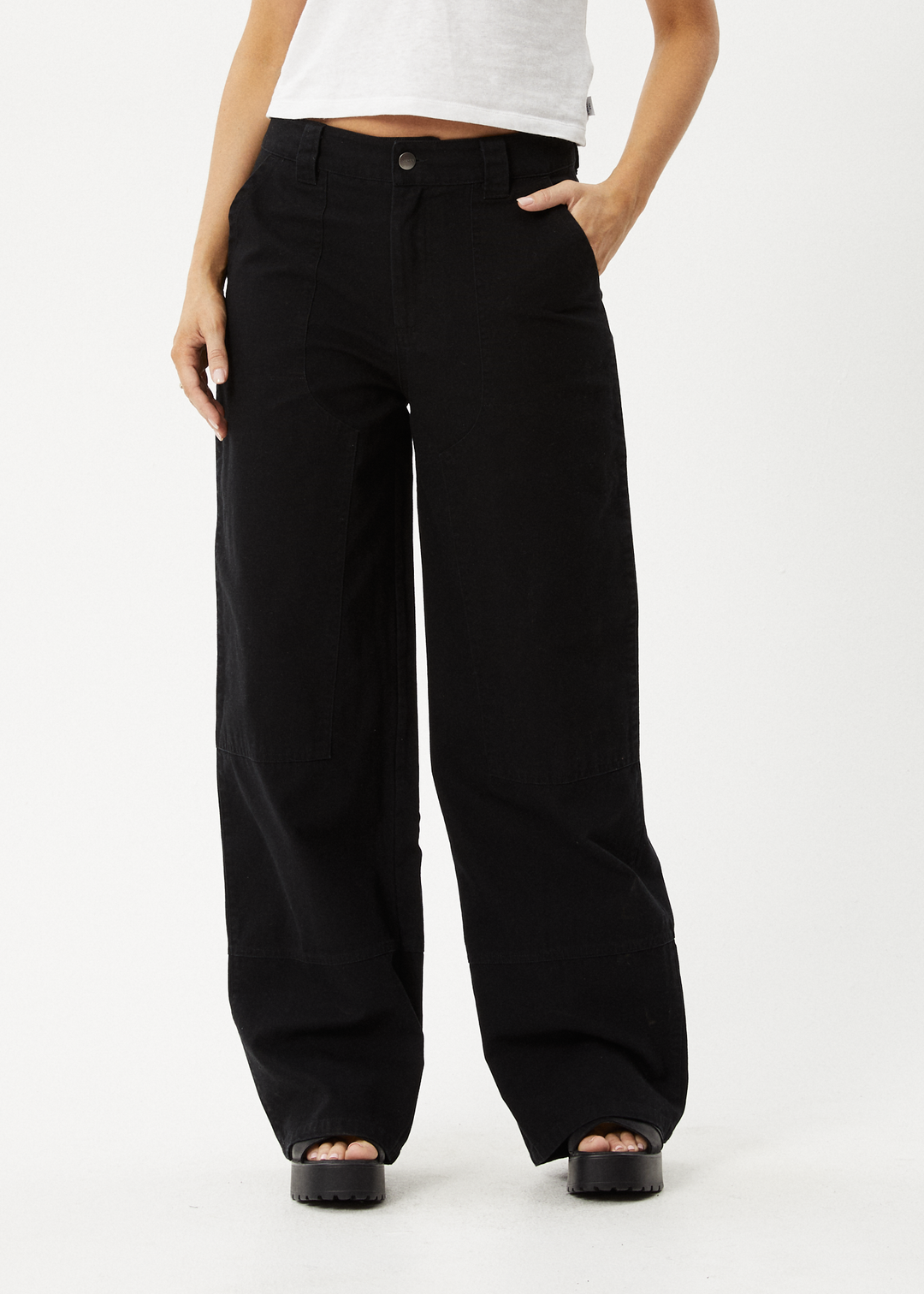 AFENDS Womens Maverick - Canvas Pants - Black 