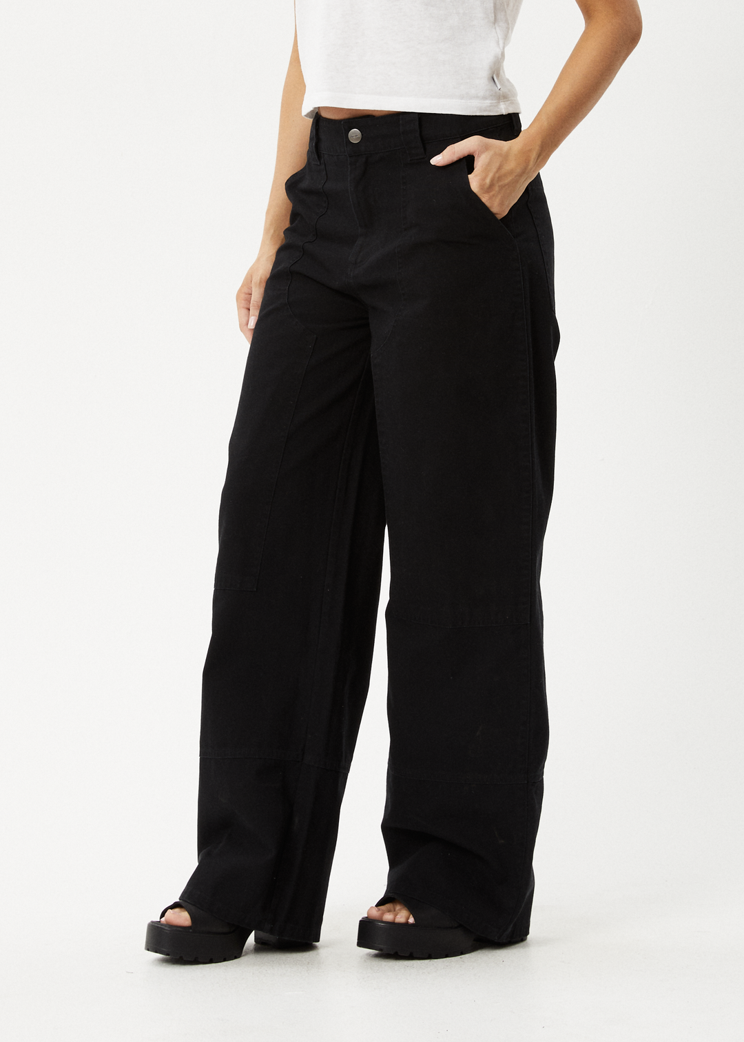 AFENDS Womens Maverick - Canvas Pants - Black 