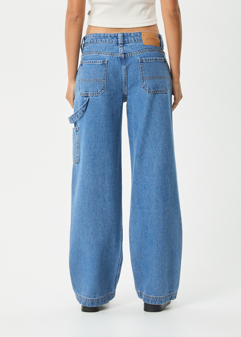 AFENDS Womens Lexi - Low Rise Workwear Jean - Worn Blue