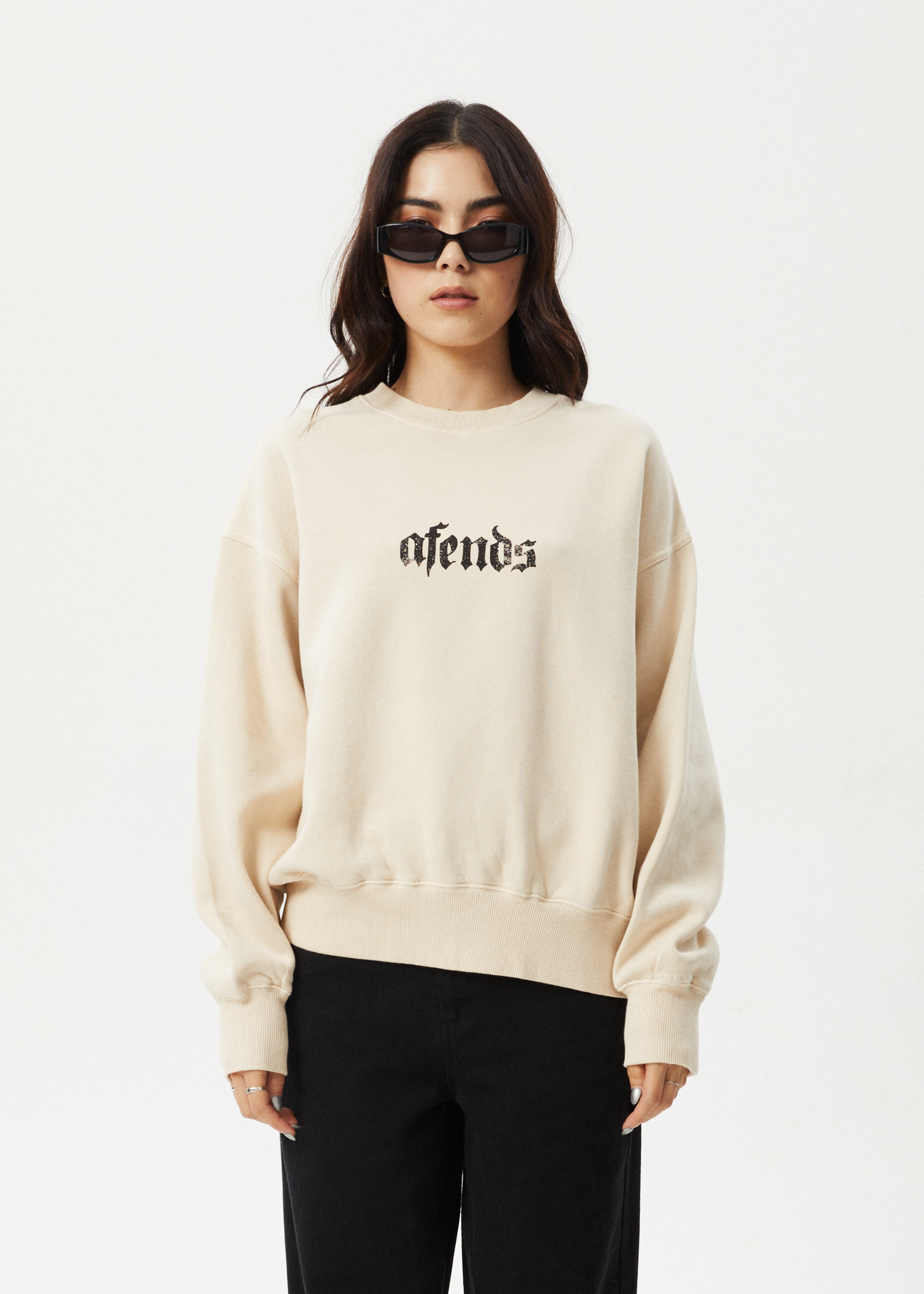 AFENDS Womens Scorpio - Crew Neck Jumper - Sand