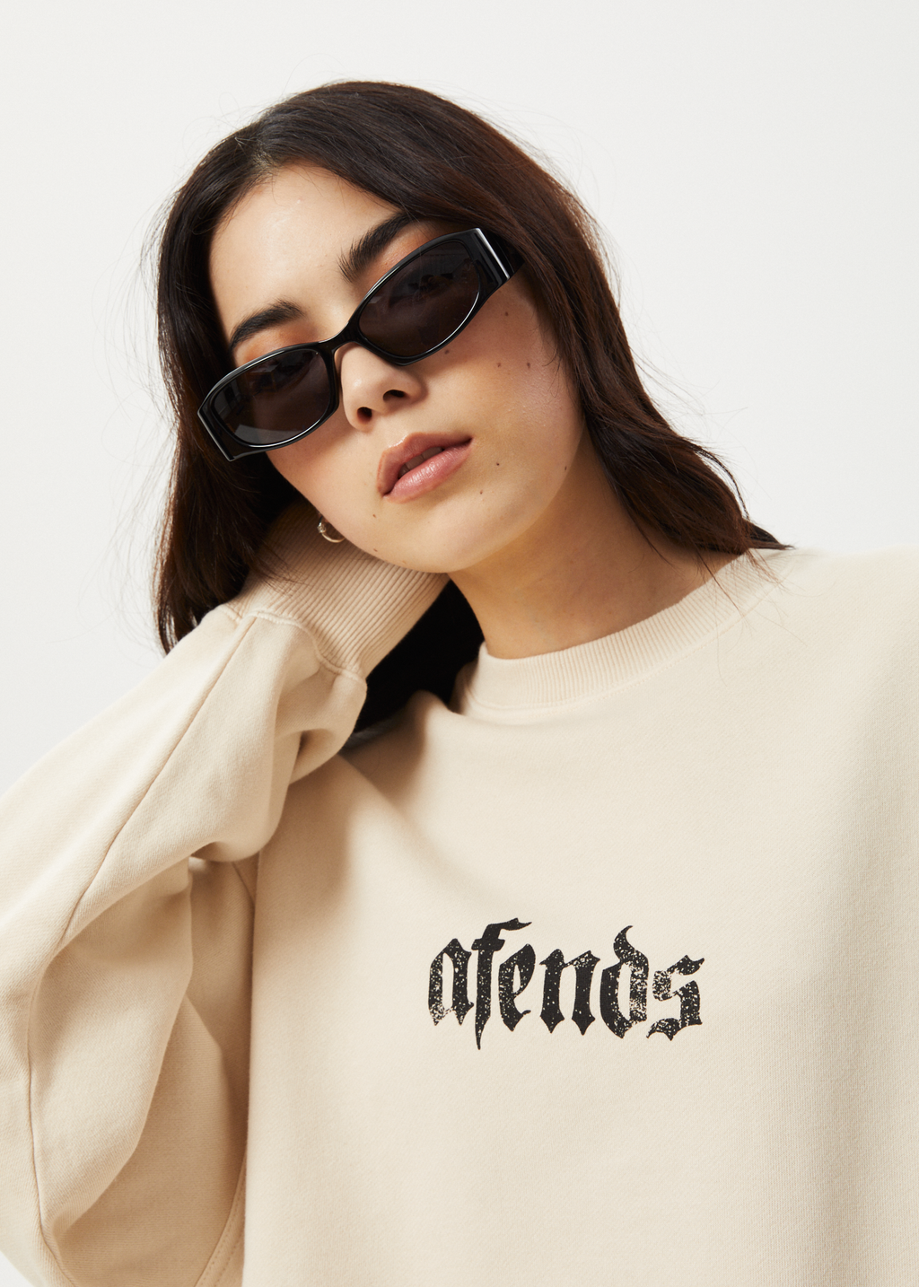 AFENDS Womens Scorpio - Crew Neck Jumper - Sand