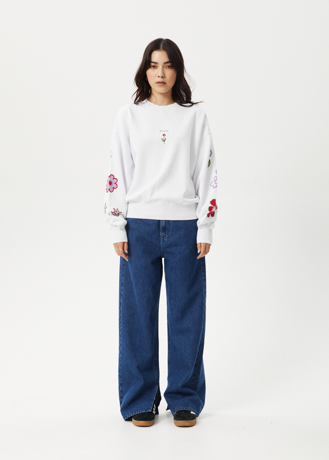 AFENDS Womens Flourish - Crew Neck - White 