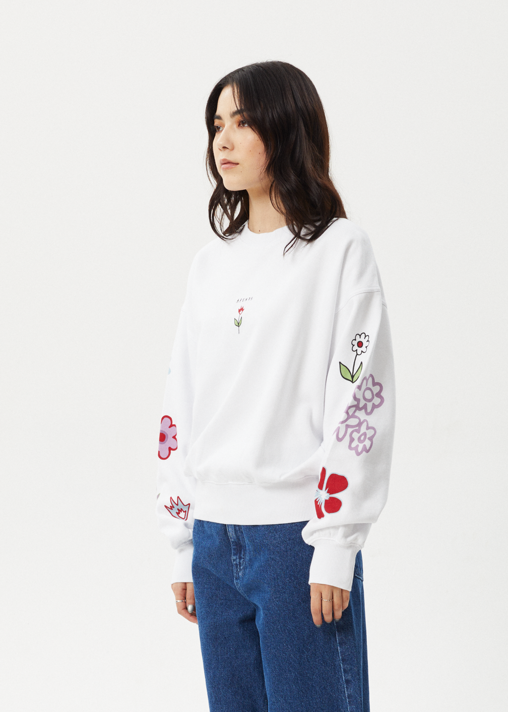 AFENDS Womens Flourish - Crew Neck Jumper - White
