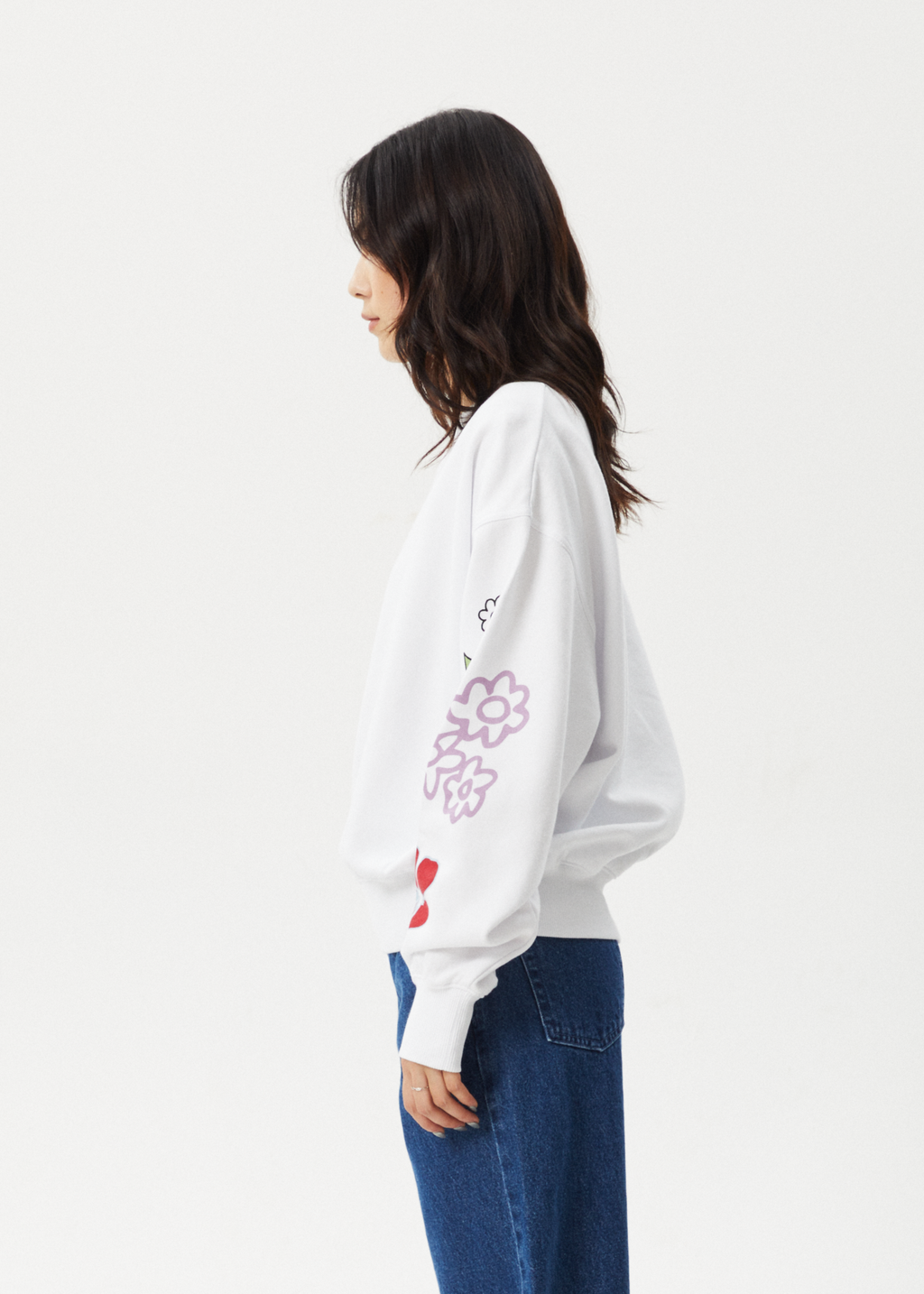 AFENDS Womens Flourish - Crew Neck Jumper - White