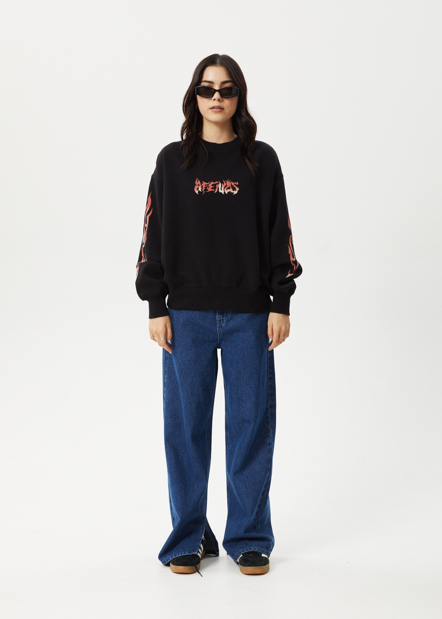 AFENDS Womens Scorched - Crew Neck Jumper - Black