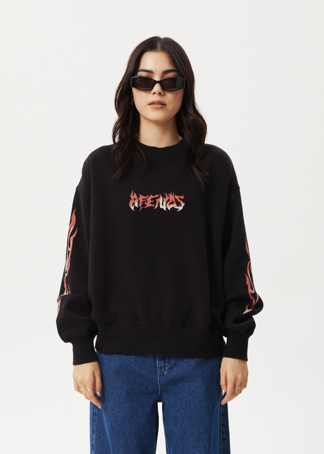 AFENDS Womens Scorched - Crew Neck - Black 