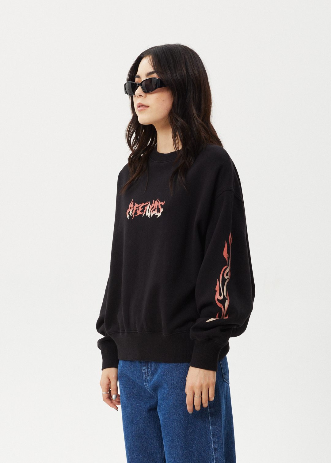 AFENDS Womens Scorched - Crew Neck - Black 