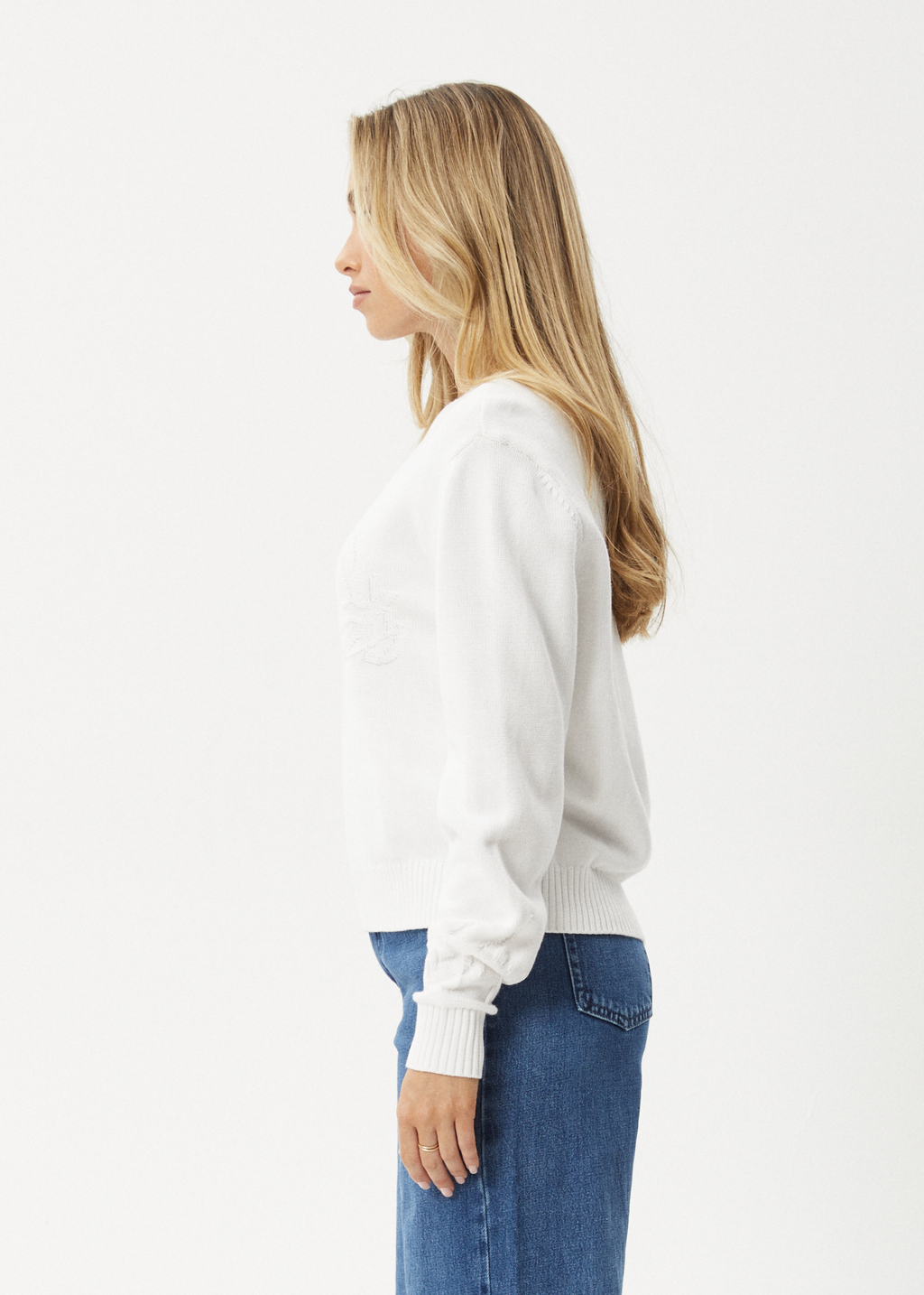 AFENDS Womens Inferno - Knit Crew Neck Jumper - White