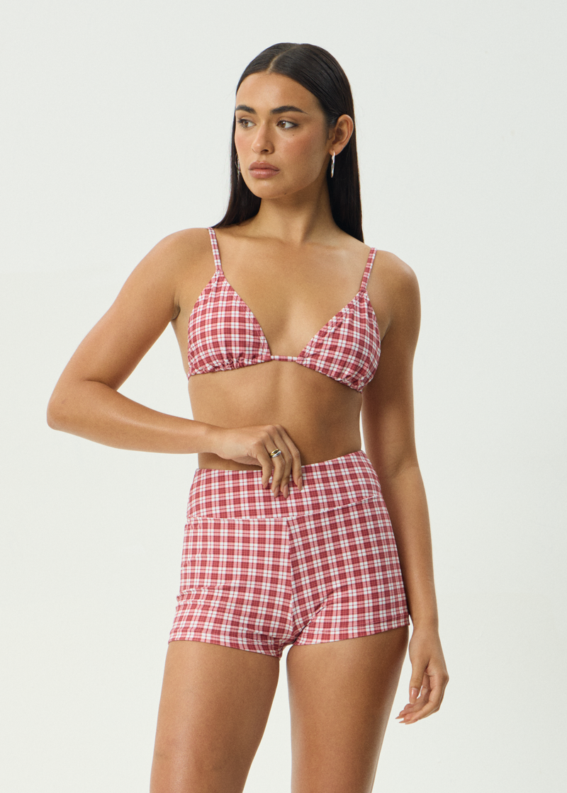 AFENDS Womens Base - Swim Short - Burgundy Check