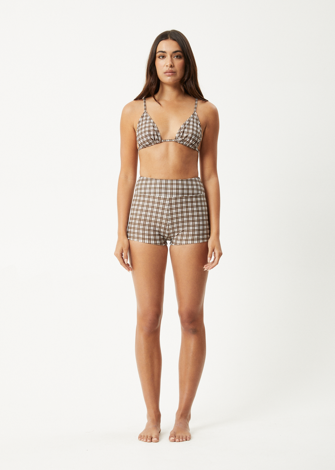 AFENDS Womens Base - Bikini Top - Coffee Check 