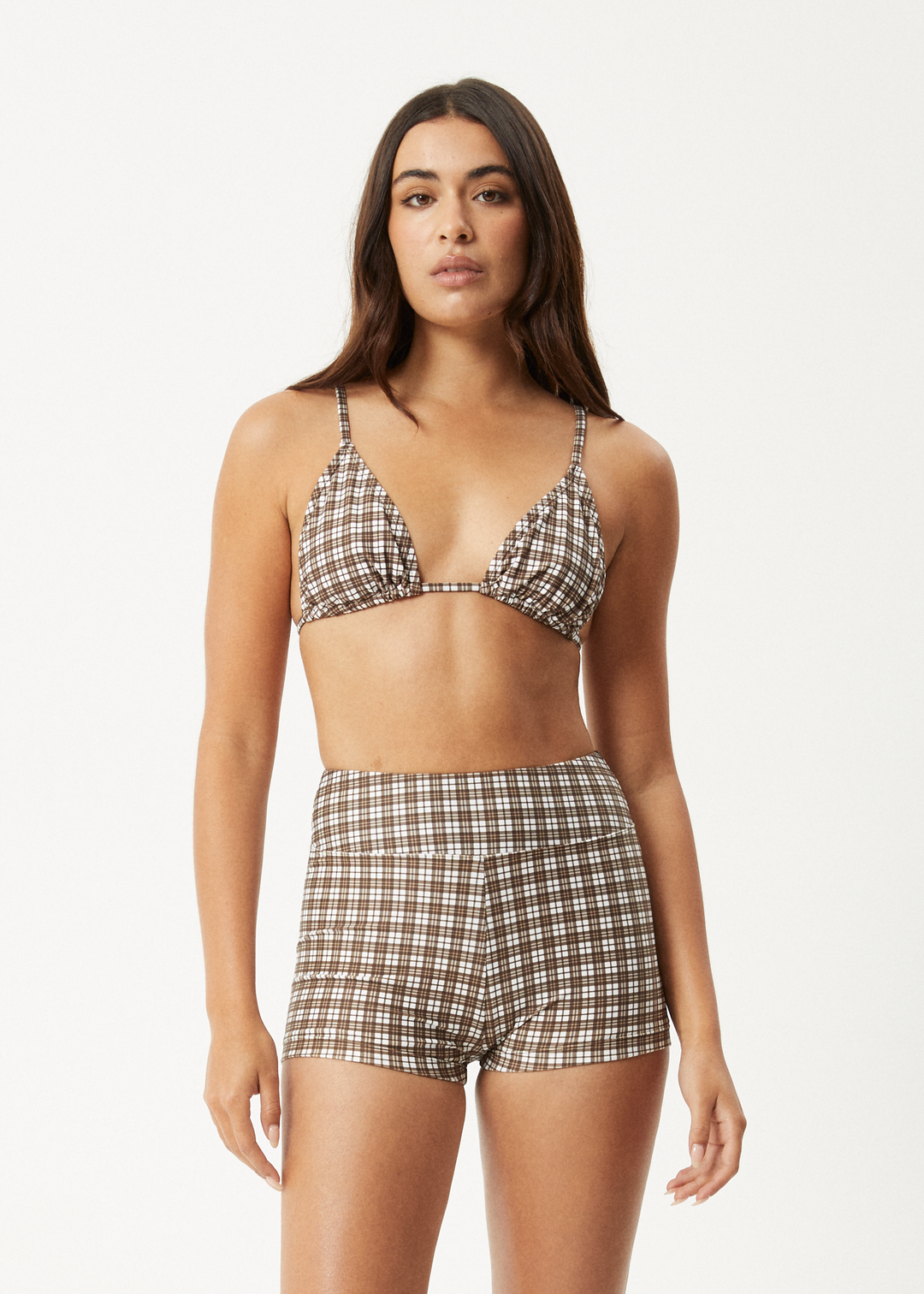 AFENDS Womens Base - Bikini Top - Coffee Check 