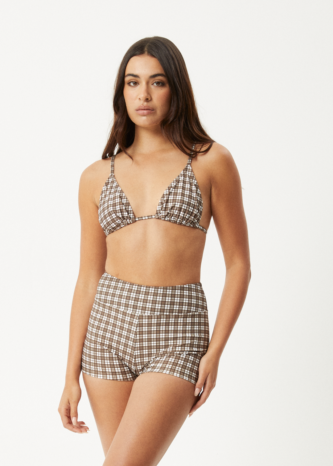 AFENDS Womens Base - Swim Short - Coffee Check 