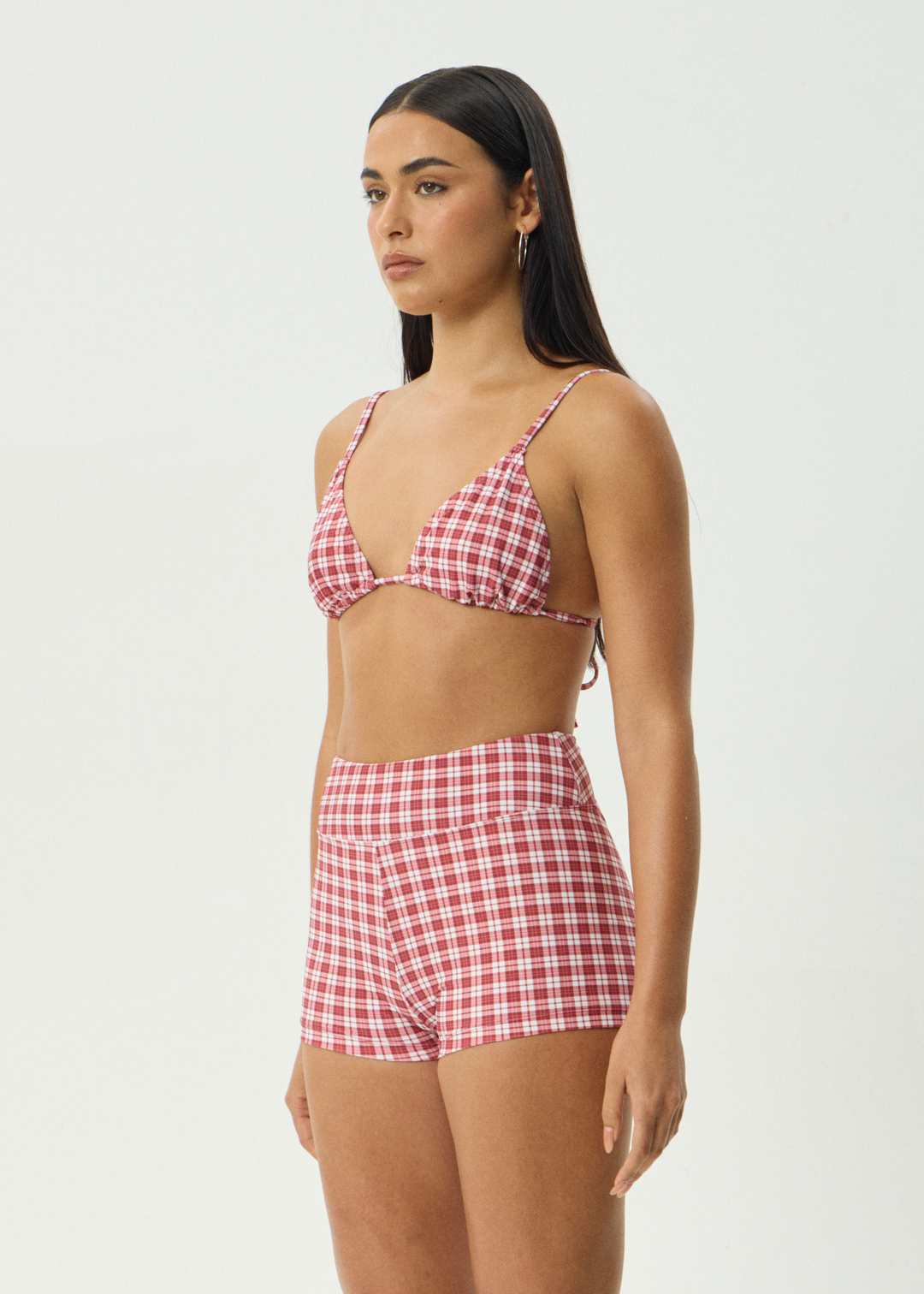 AFENDS Womens Base - Swim Short - Burgundy Check