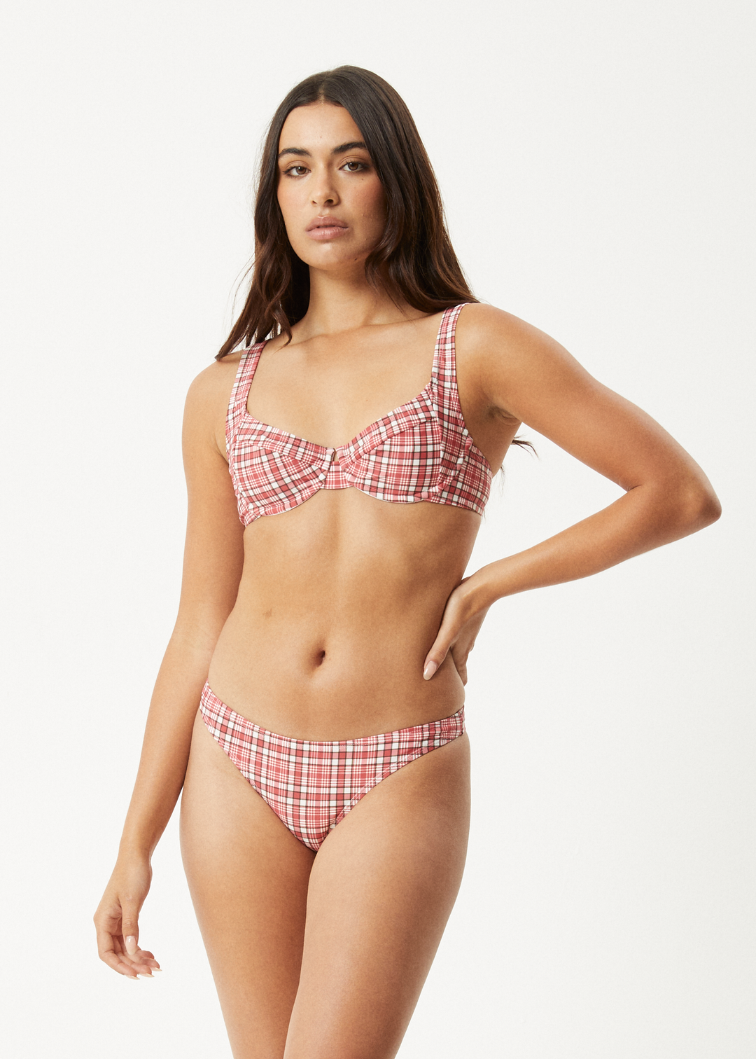 AFENDS Womens Check Out - Bikini Top - Red Check 